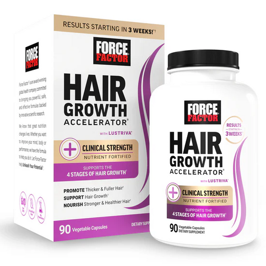 FORCE FACTOR Hair Growth AcceleratorMultivitamin for Women & Men, withLustriva, Biotin, Horsetail & Vitamins A,B12,C, D & E for Thicker Hair, HealthierSkin & Nails, 90 Capsules